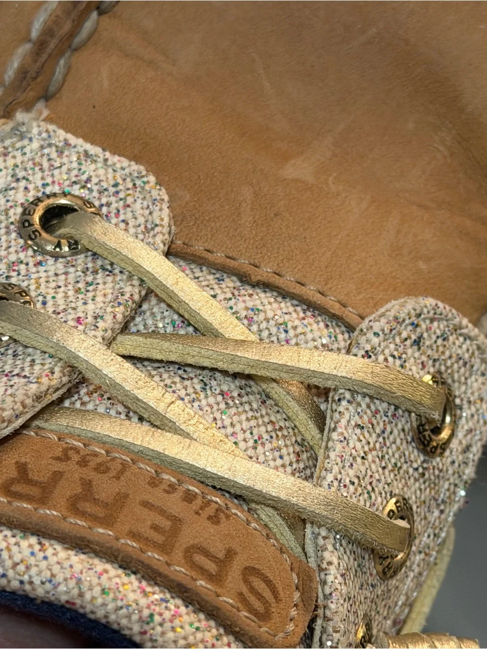 Sperry beige and tan Women's Label Detail